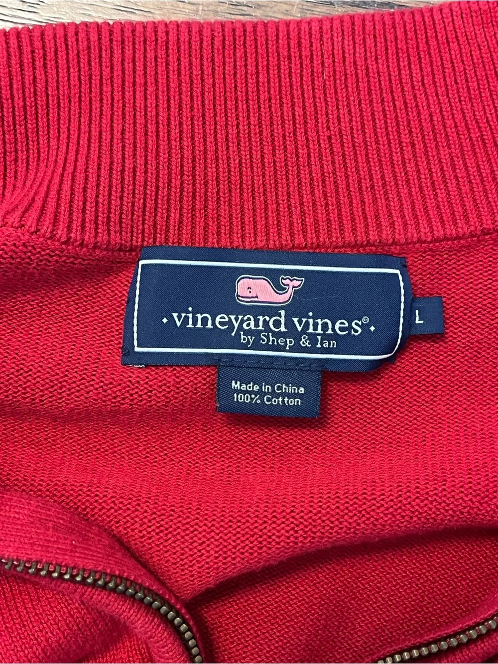 Vineyard Vines Red 1/4 Zip Sweater Mens Large